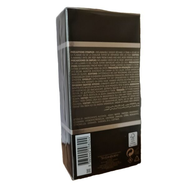 yves saint laurent body kouros 100ml. Back of fragrance box.