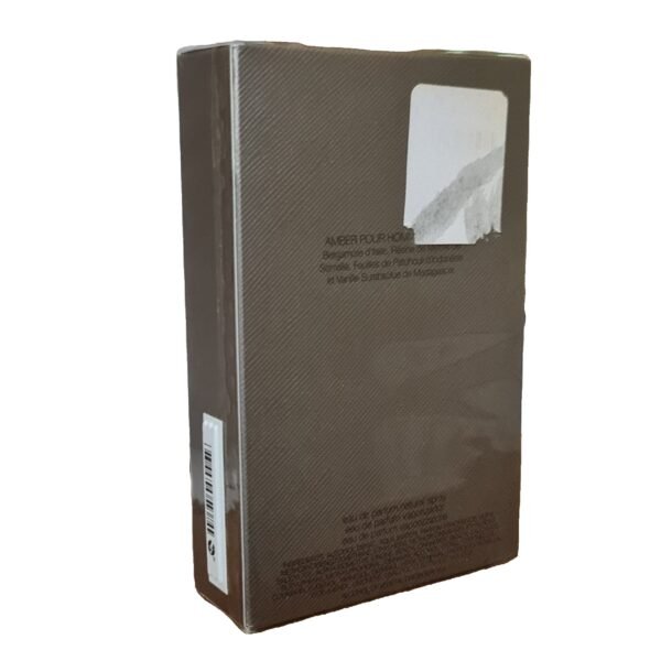 Prada Amber Pour Homme Intense Eau de Parfum 100ml. Back of perfume box showing retail stickers.