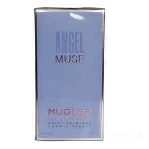 Mugler Angel Muse Eau de Toilette 50ml. Front facing photo of perfume box.