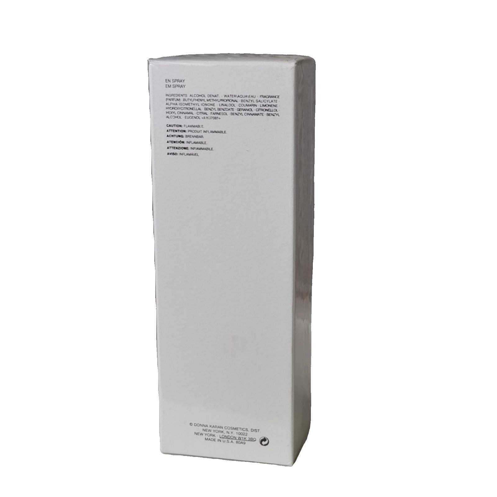 Donna Karan Cashmere Mist Eau de Toilette 50ml Donna Karan Cashmere Mist Eau de Toilette 50ml. Back of perfume box.