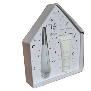 issey miyake l'eau d'issey pure eau de toilette 50ml 2 piece gift set. inside of gift set.