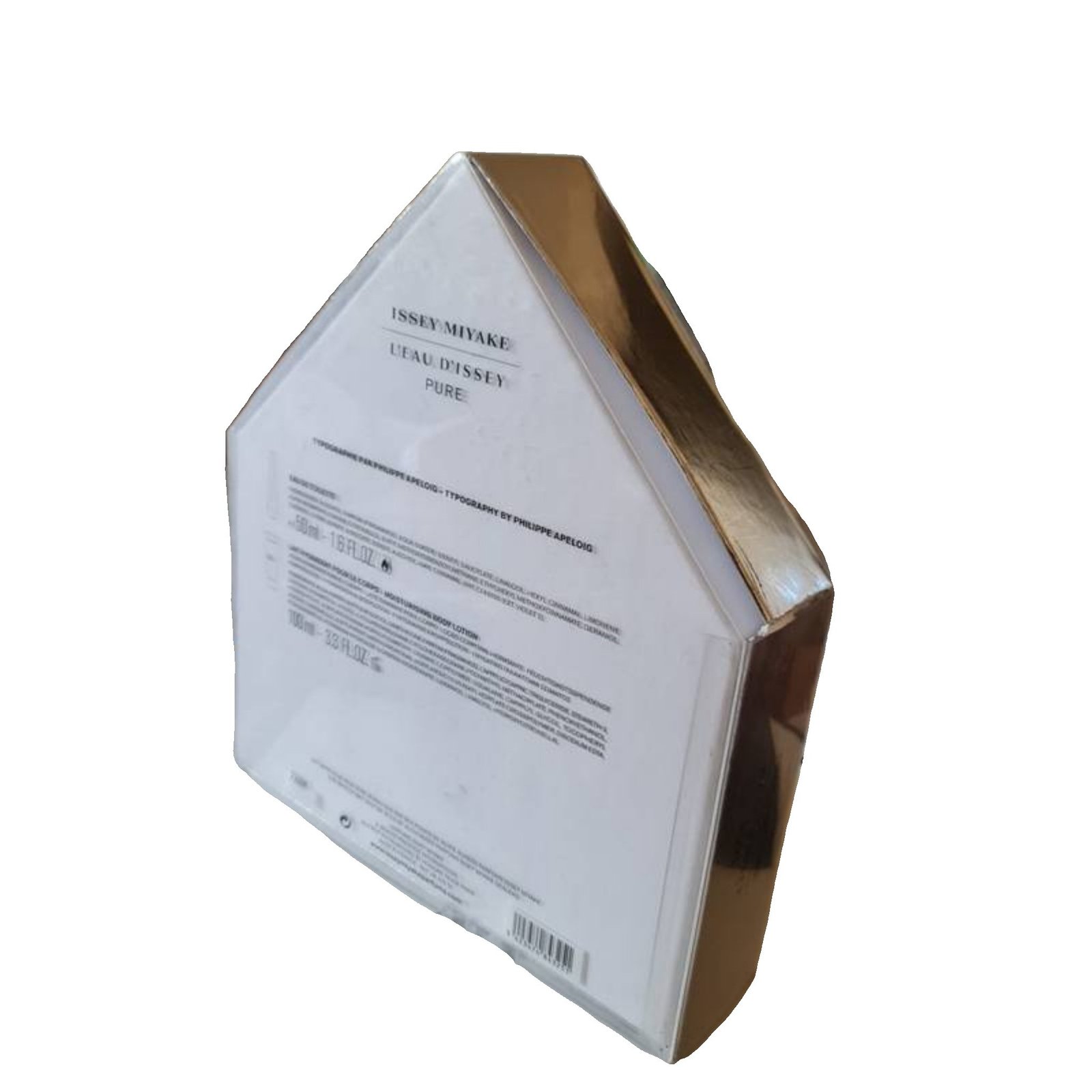 issey miyake l'eau d'issey pure eau de toilette 50ml 2 piece gift set. inside of gift set. issey miyake l'eau d'issey pure eau de toilette 50ml 2 piece gift set. Back of box.