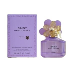 marc jacobs daisy twinkle eau de toilette 50ml. Purple fragrance box and bottle side by side.