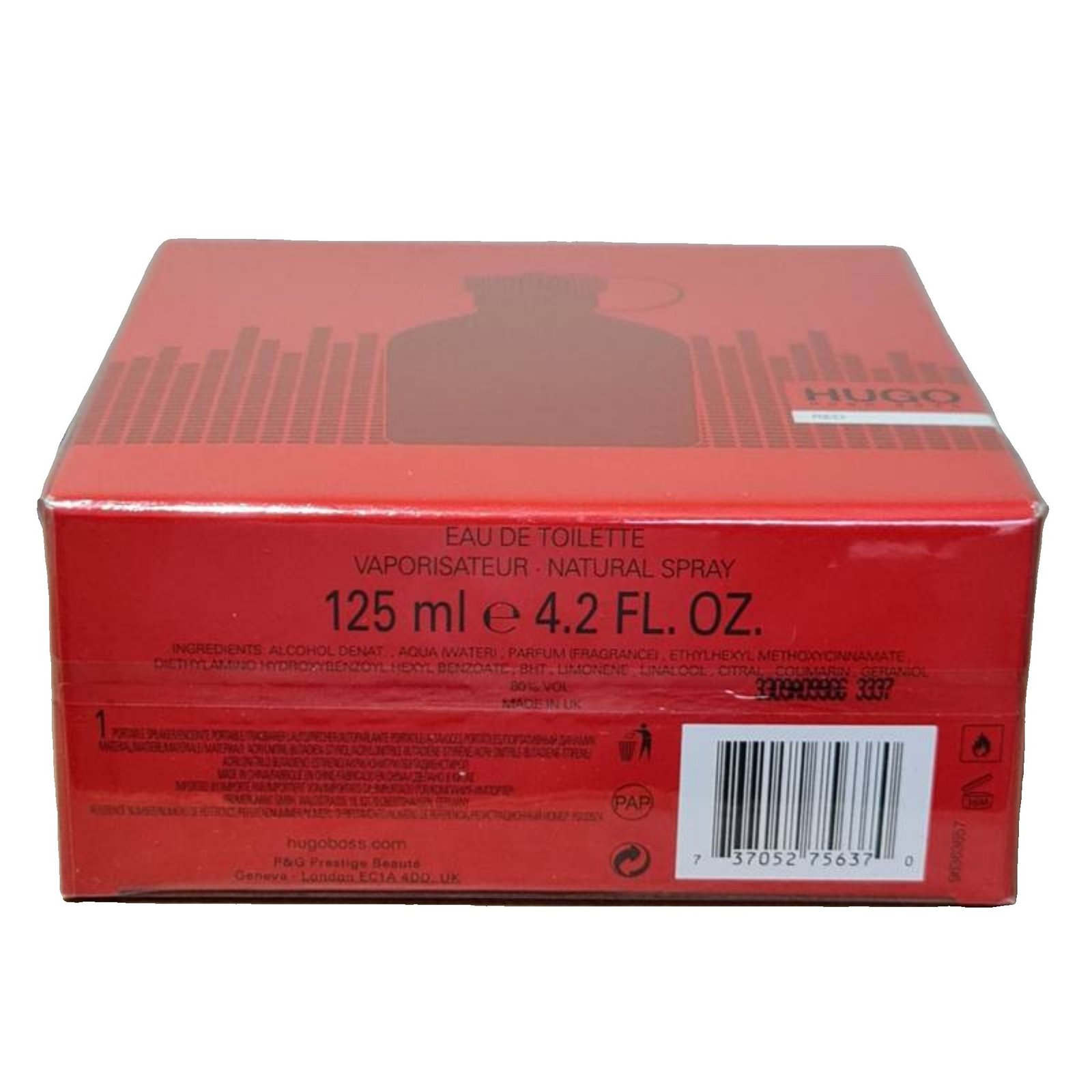 Hugo Boss Red Eau De Toilette 125ml + Speaker Gift Set hugo boss red eau de toilette 125ml + speaker gift set. Photo showing the of base box.