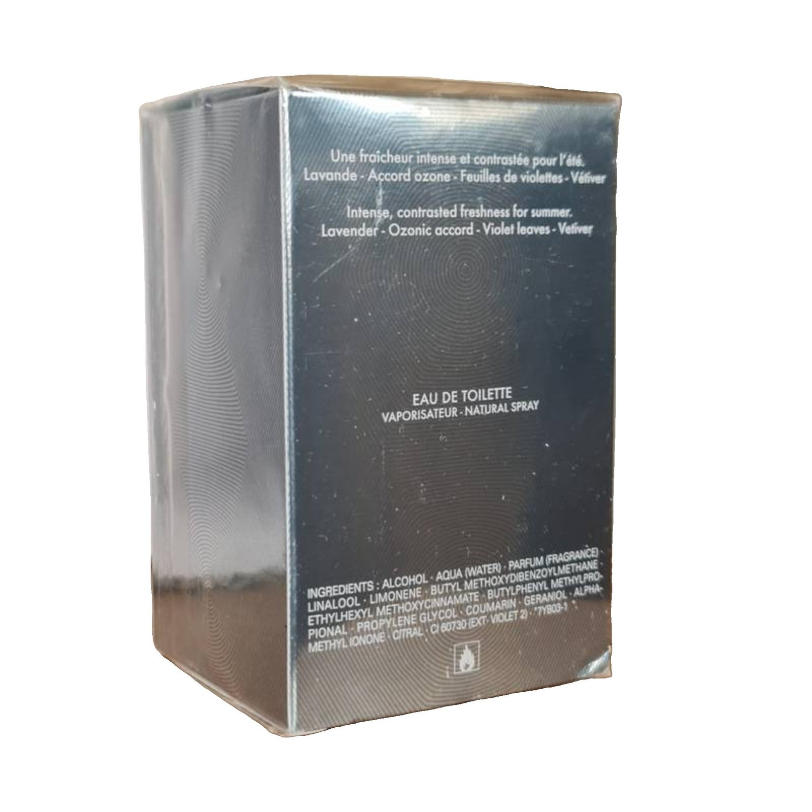 Yves Saint Laurent L'Homme Eau d'Ete Summer Fragrance Limited Edition 100ml yves saint laurent l'homme eau d'ete summer fragrance limited edition 100ml. Back of fragrance box.