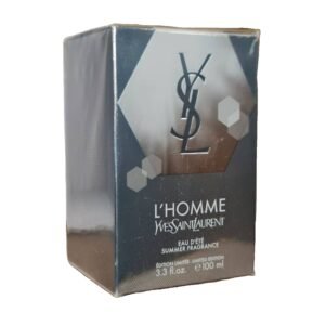 yves saint laurent l'homme eau d'ete summer fragrance limited edition 100ml. Front angled photo of fragrance box.