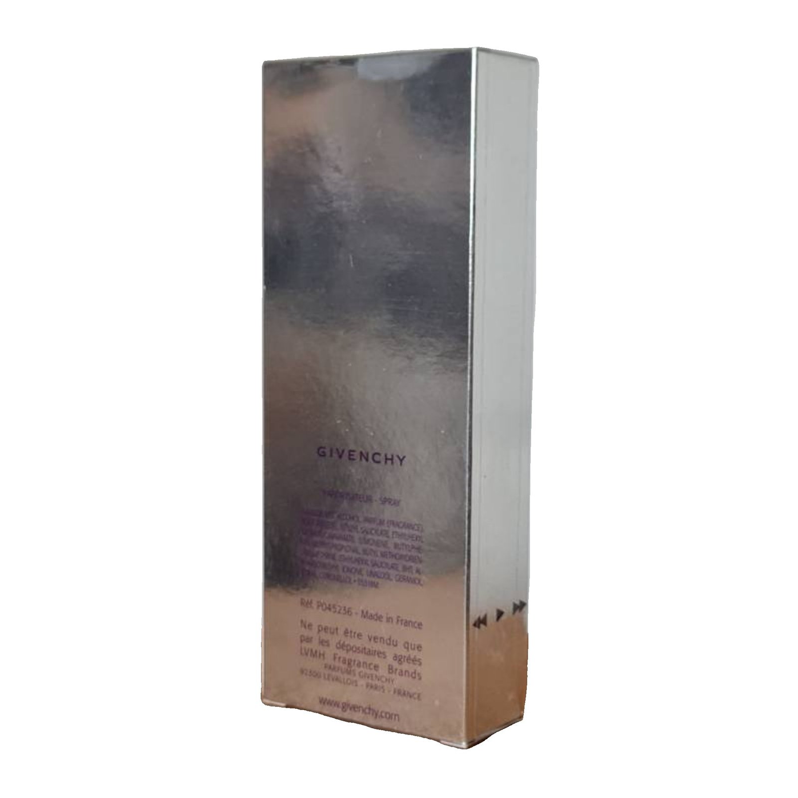 Givenchy Play For Her Eau de Toilette 75ml givenchy play for her eau de toilette 75ml. Back of perfume box.