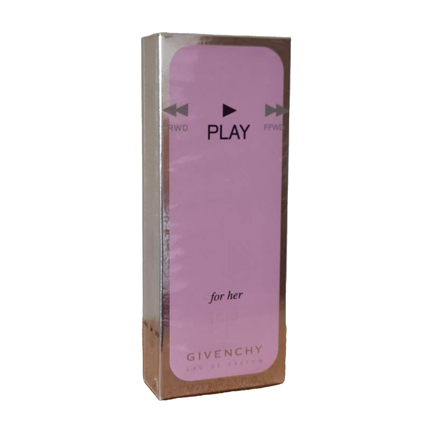 Givenchy Play For Her Eau de Toilette 75ml givenchy play for her eau de toilette 75ml. Front angled photo of perfume box.