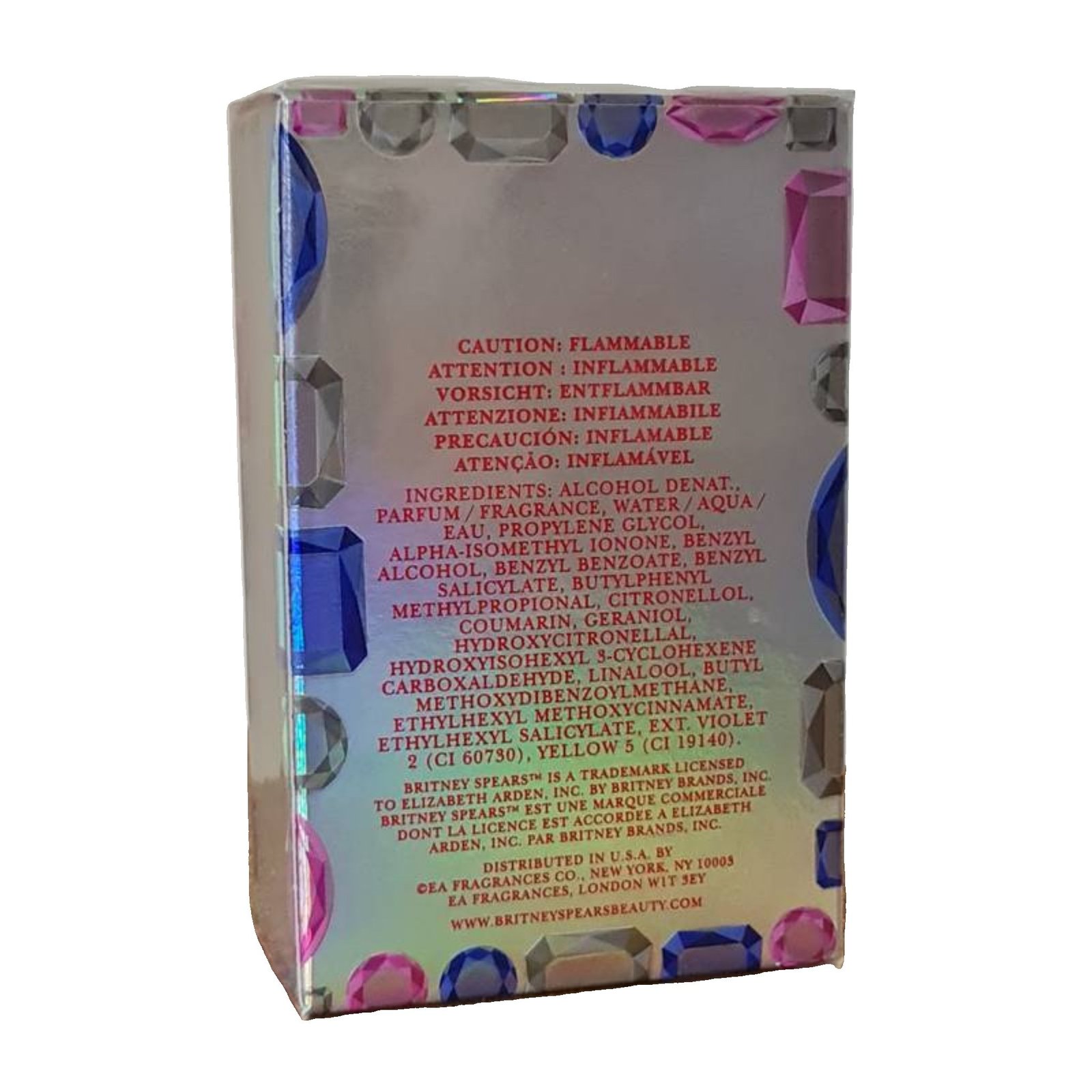 Britney Spears Radiance Eau de Parfum 30ml britney spears radiance eau de parfum 30ml. Back of the box.