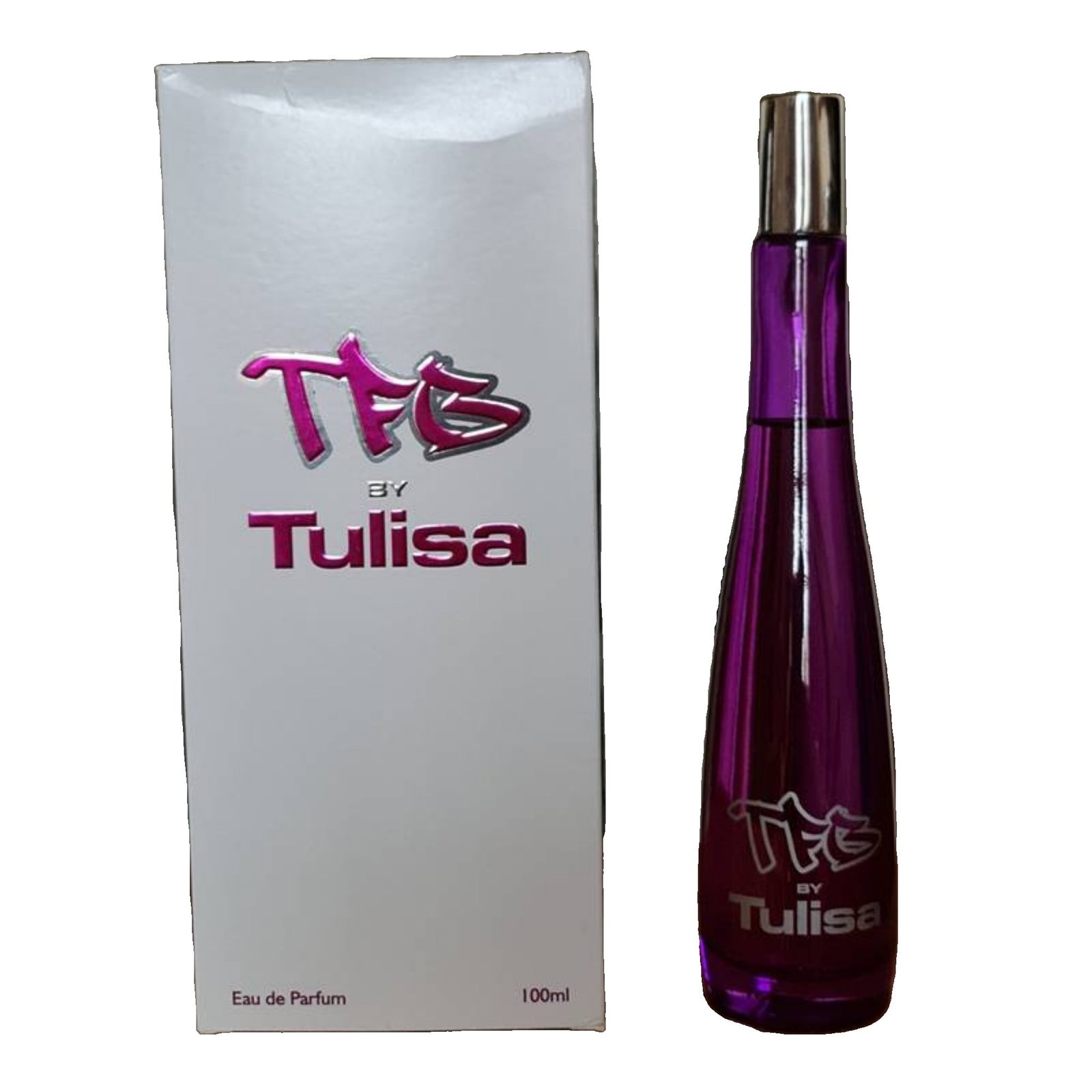 tulisa the female boss eau de parfum 100ml. tulisa the female boss eau de parfum 100ml. Box and bottle side by side photo.