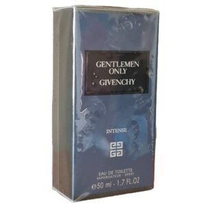 givenchy gentleman only intense eau de toilette 50ml. Front angled photo of the dark grey perfume box.
