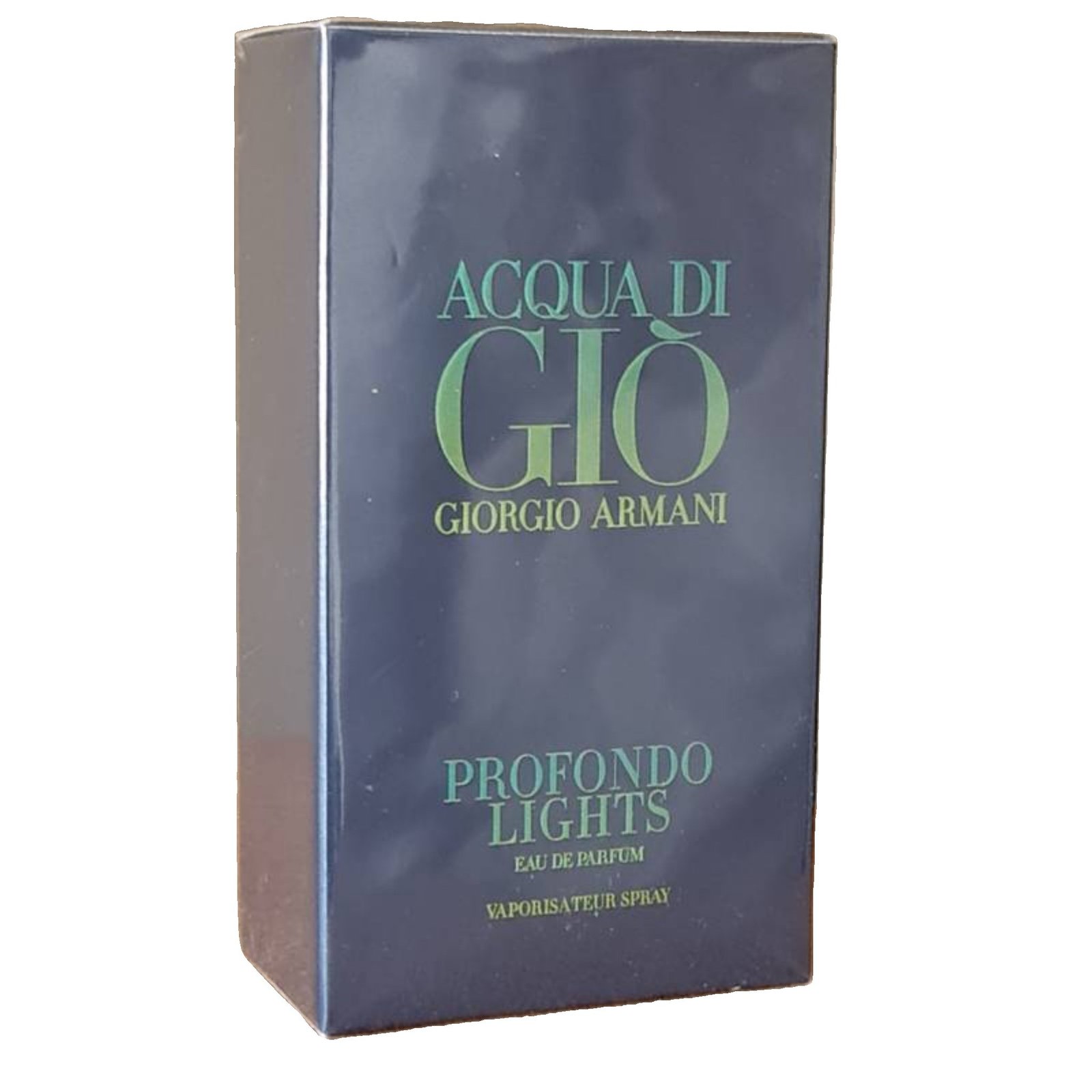 giorgio armani acqua di giorgio profondo light eau de parfum 75ml giorgio armani acqua di giorgio profondo light eau de parfum 75ml. Front angled photo of the blue fragrance box.