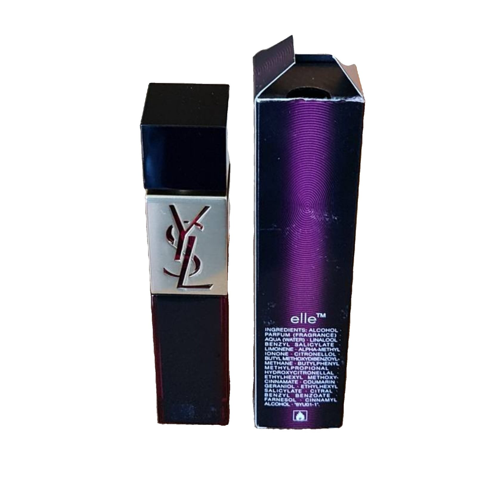 yves saint laurent elle eau de parfum intense 50ml yves saint laurent elle eau de parfum intense 50ml. tester. Back of the perfume box.