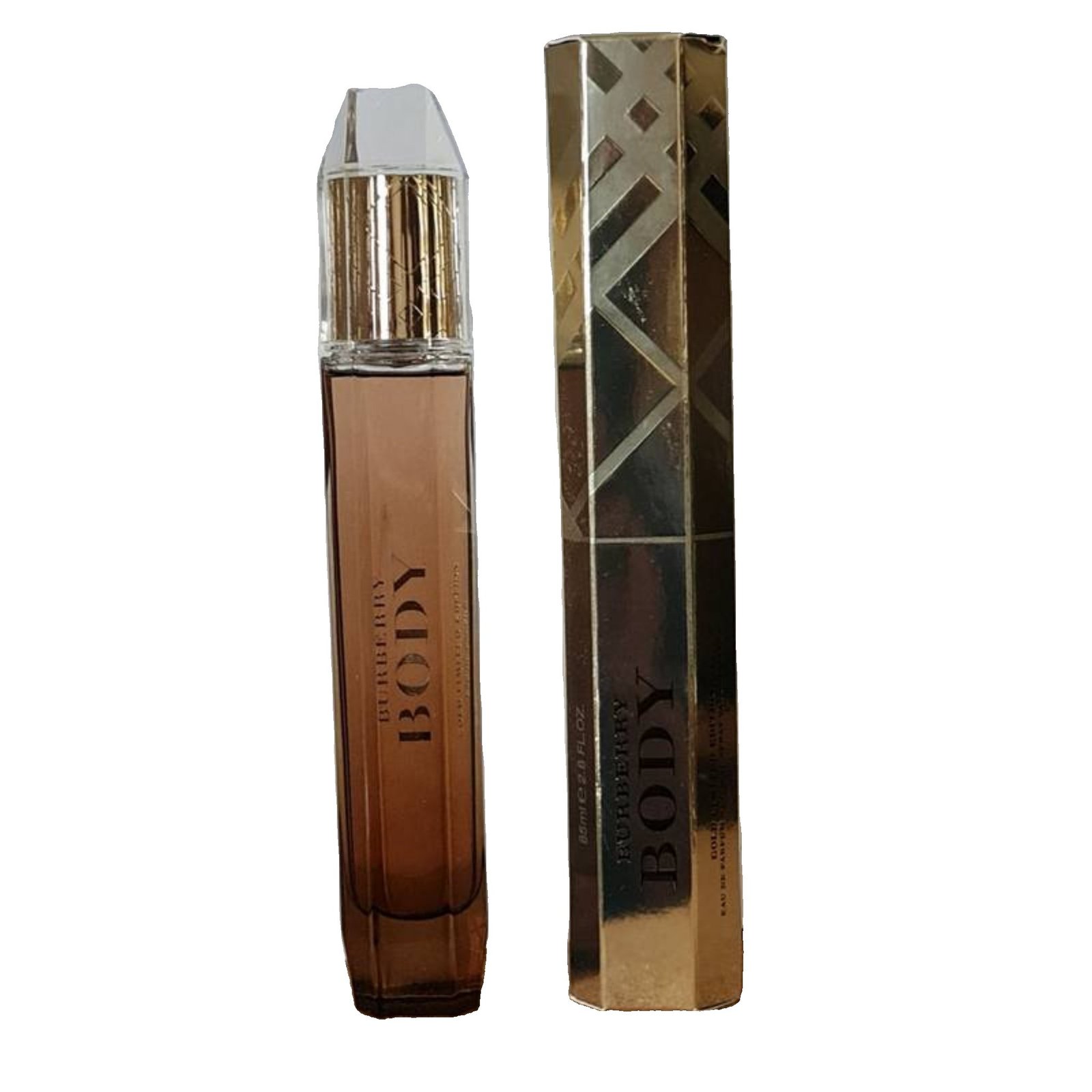 burberry body gold limited eau de parfum 80ml. burberry body gold limited eau de parfum 80ml. Perfume bottle and box side by side.