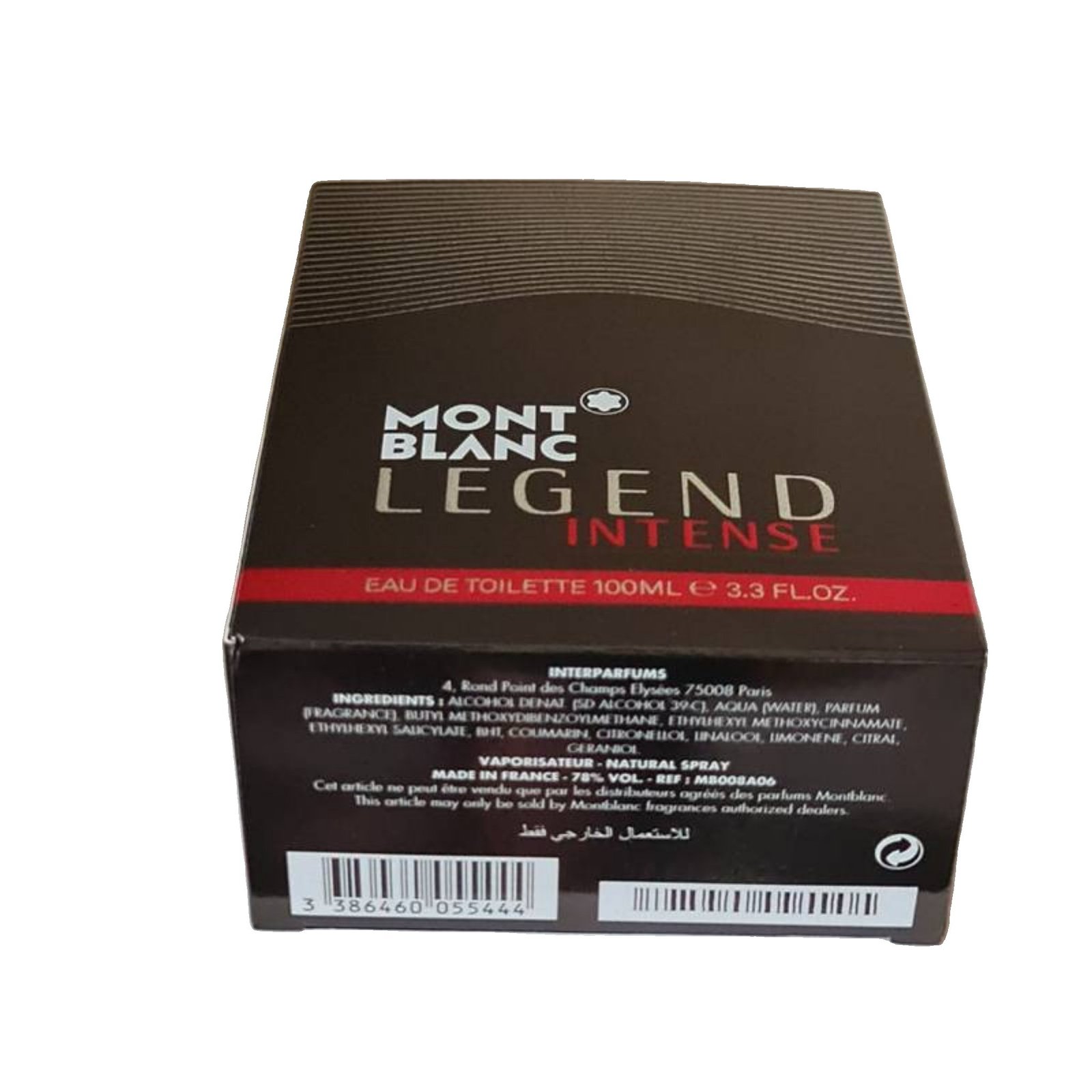 mont blanc legend intense eau de toilette 100ml. mont blanc legend intense eau de toilette 100ml. box lying flat.