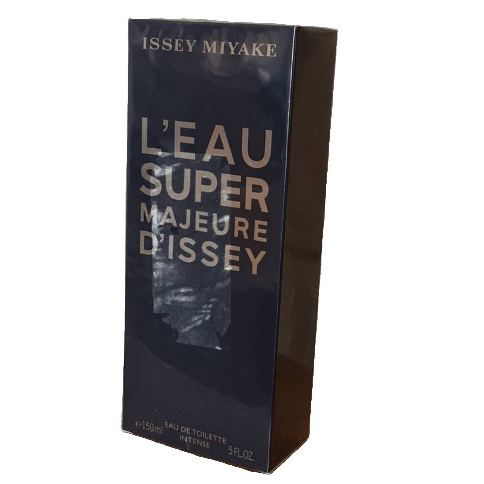 issey miyake l'eau super majeure d'issey eau de toilette intense 150ml issey miyake l'eau super majeure d'issey eau de toilette intense 150ml. Front angled photo showing sticker residue.