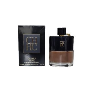 carolina herrera ch men prive eau de toilette 100ml. Perfume box and bottle side by side.