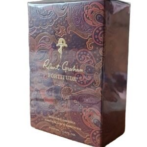 Fortitude by Robert Graham. Front angled photo of perfume box.