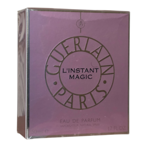 guerlain paris l'instant magic eau de parfum 50ml. Front photo showing graphics.