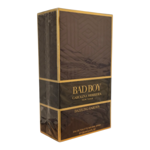 carolina herrera bad boy dazzling garden eau de toilette100ml. Front angled photo of box showing graphics.