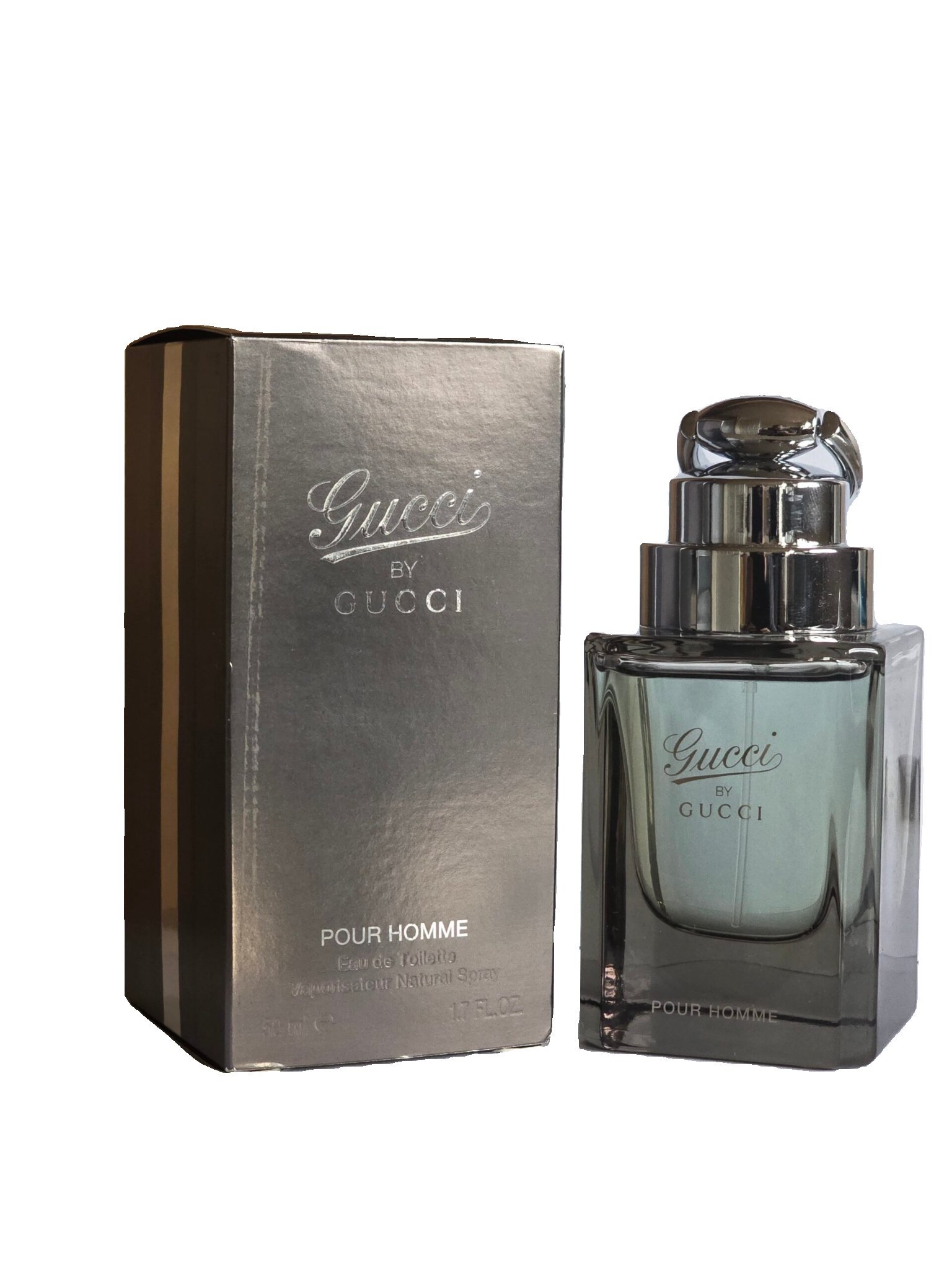 gucci by gucci pour homme eau de toilette 50ml gucci by gucci pour homme eau de toilette 50ml. Box and bottle side by side