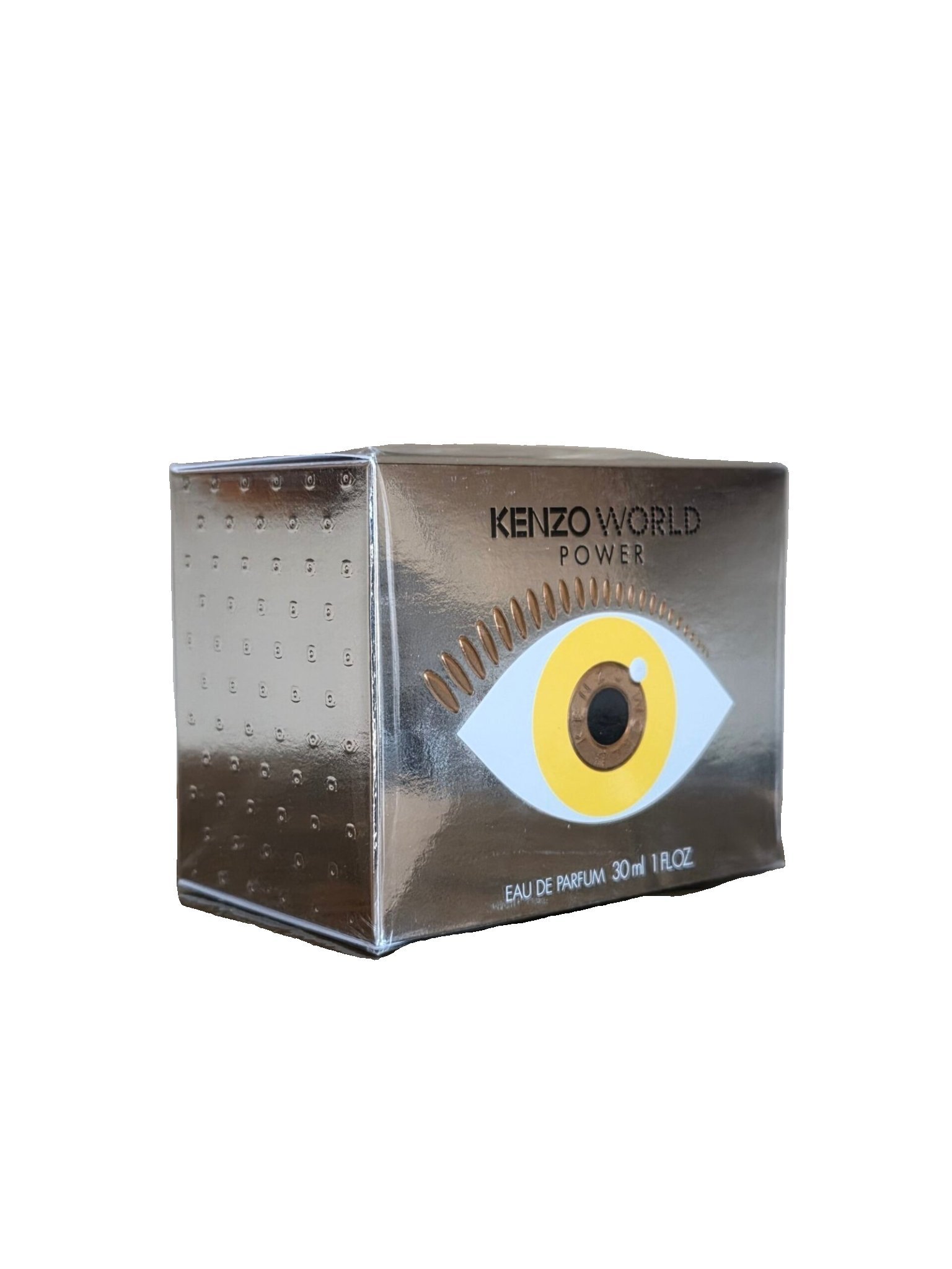 kenzo word power eau de parfum 30ml kenzo word power eau de parfum 30ml. Front angled photo of box, showing the eye graphic on perfume box.