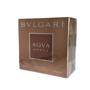 Bvlgari Aqva Amara Eau de Toilette 50ml. Front angled photo of fragrance box.