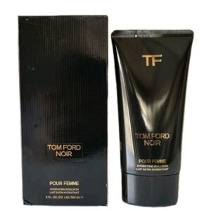 Tom Ford Noir Pour Femme Hydrating Emulsion 150ml. Box and bottle side by side photo.