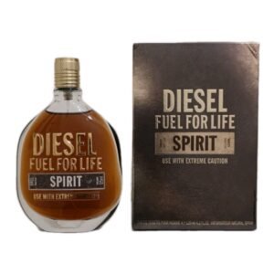diesel fuel for life spirit extreme use with caution eau de toilette 125ml. Box and bottle side by side photo.