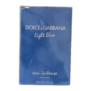 dolce&gabbana light blue eau intense pour homme edp 200ml. Front photo of box.