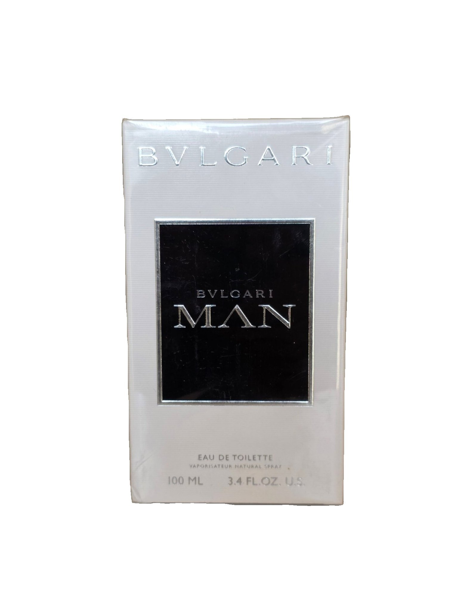 Bvlgari Man Eau de Toilette 100ml Bvlgari Man Eau de Toilette 100ml. Photo showing white box with silver writing.