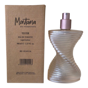 montana eau transparente eau de toilette 100ml. Box and bottle side by side photo.