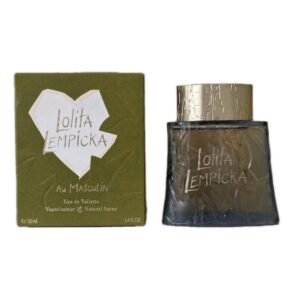 lolita lempicka au masculin eau de toilette 100ml. Box and bottle side by side.