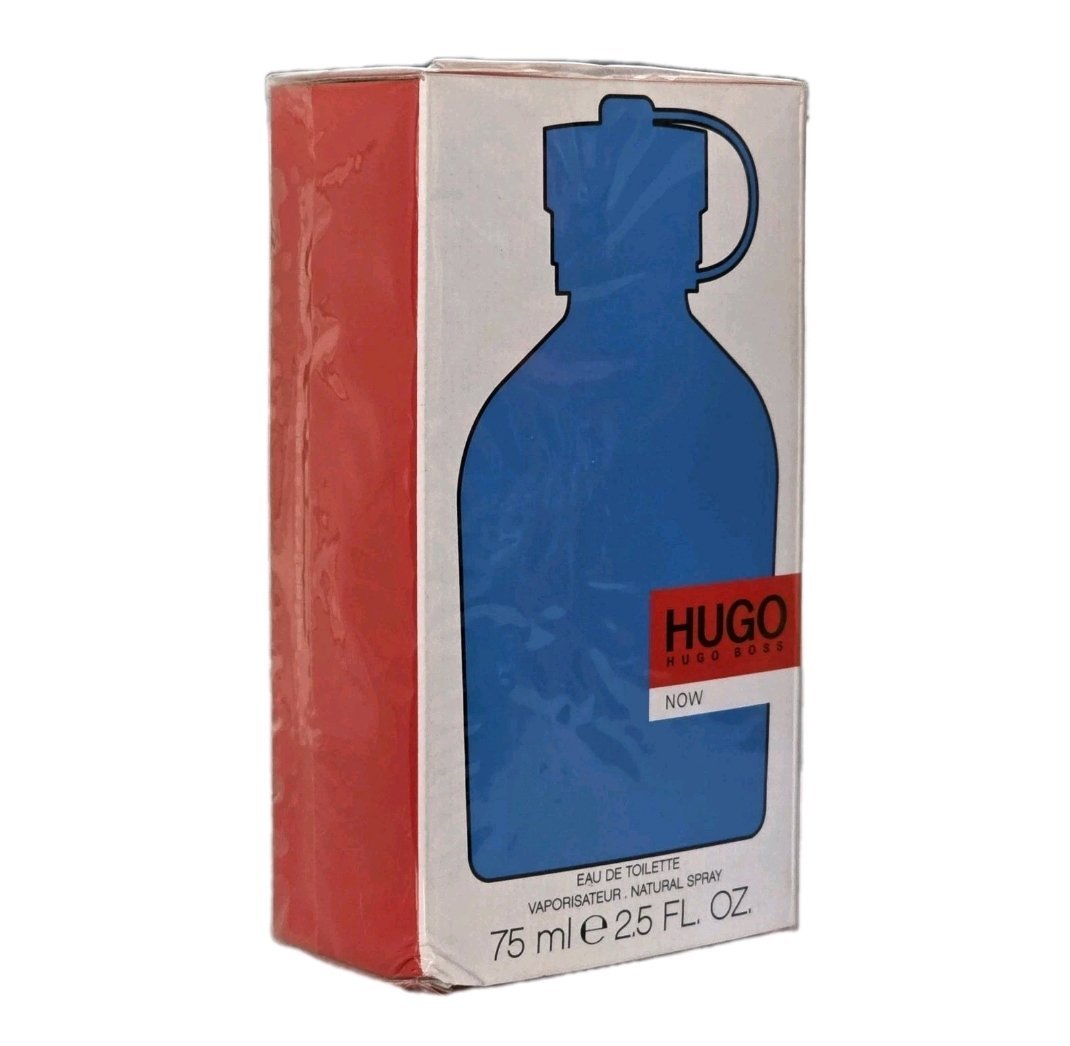 hugo boss now eau de toilette 75ml hugo boss now eau de toilette 75ml. Front angled photo of perfume box.
