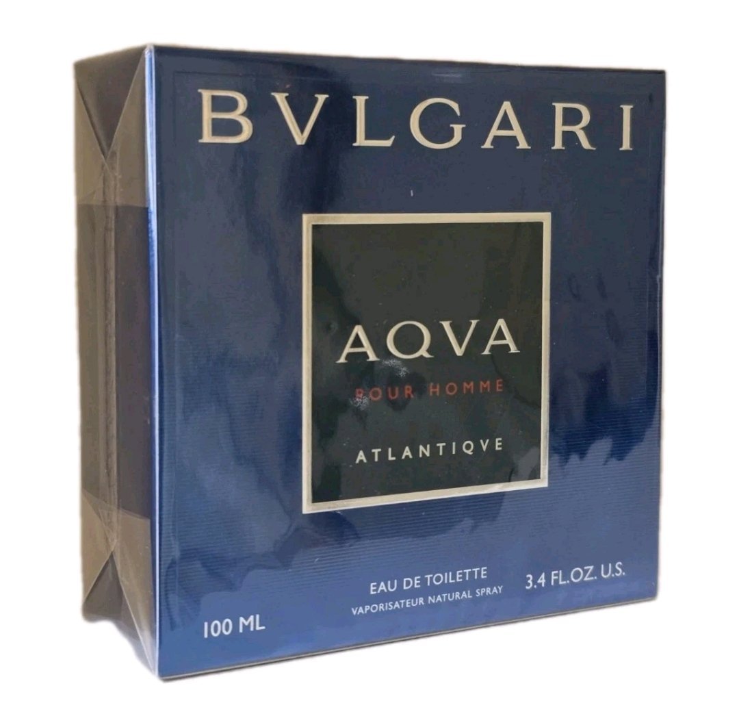bvlgari aqva atlantiqve eau de toilette 100ml bvlgari aqva atlantiqve eau de toilette 100ml, Front angled photo of fragrance box.