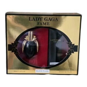 lady gaga fame eau de parfum 30ml gift set. Front photo of gift set box.