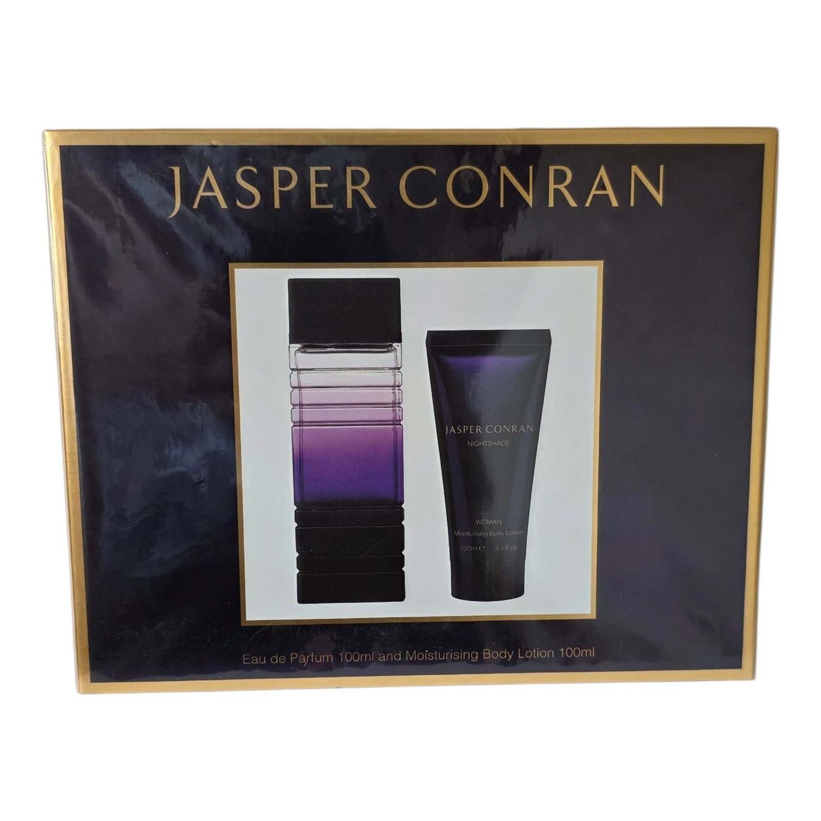 Jasper Conran Nightshade Eau de Parfum 100ml Gift Set Jasper Conran Nightshade Eau de Parfum 100ml Gift Set. Back of box photo.