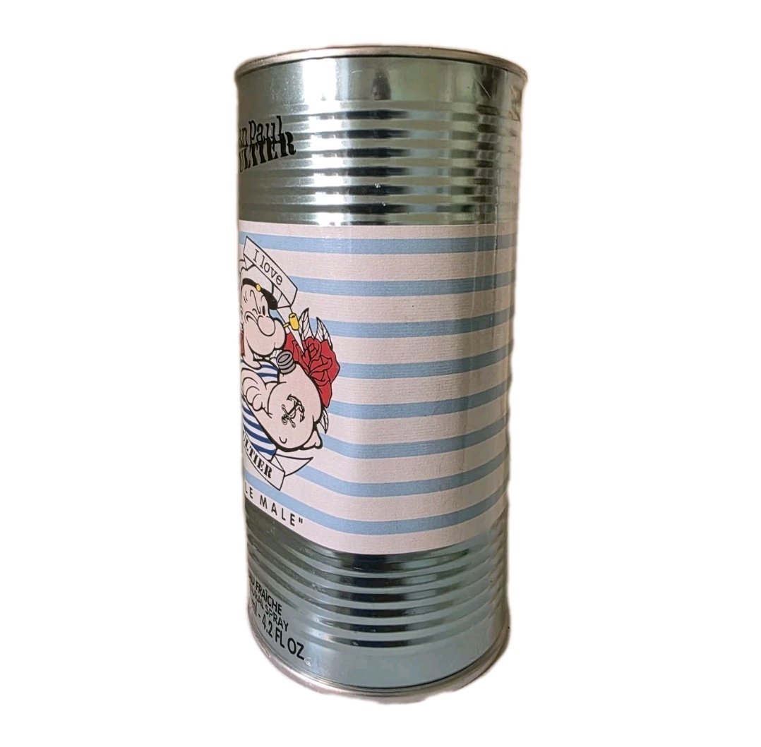 Jean Paul Gaultier Le Male Popeye Eau Fraiche 125ml Jean Paul Gaultier Le Male Popeye Eau Fraiche 125ml. Side showing dents.