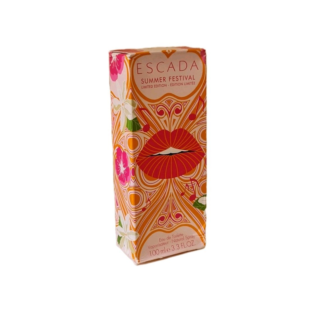 Escada Summer Festival Eau de Toilette 100ml Escada Summer Festival Eau de Toilette 100ml. Photo of box on a angle.