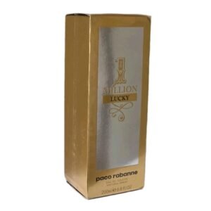 Paco Rabanne 1 Million Lucky for Men Eau de Toilette 200ml. Front of gold and silver perfume box.